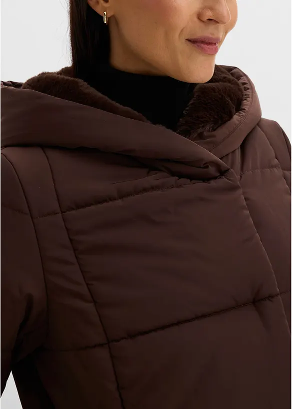Giacca trapuntata con inserto in pelliccia sintetica, bonprix
