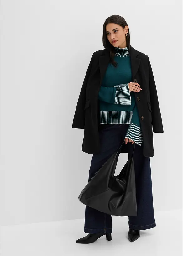 Maglione con collo a lupetto in misto cachemire morbido, bonprix