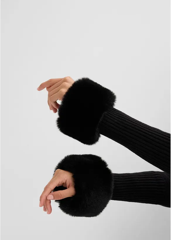 Cardigan con pelliccia sintetica staccabile, bonprix