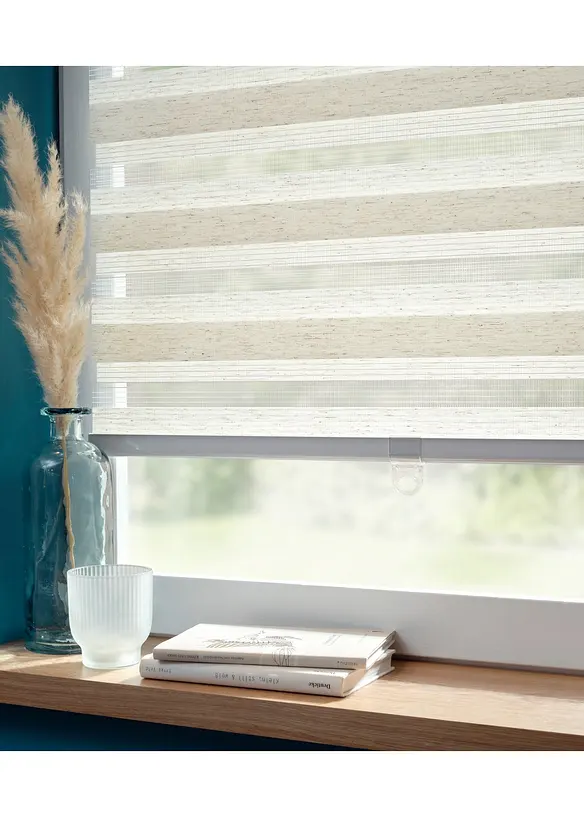 Tenda a rullo doppia effetto lino senza cordicella, bonprix