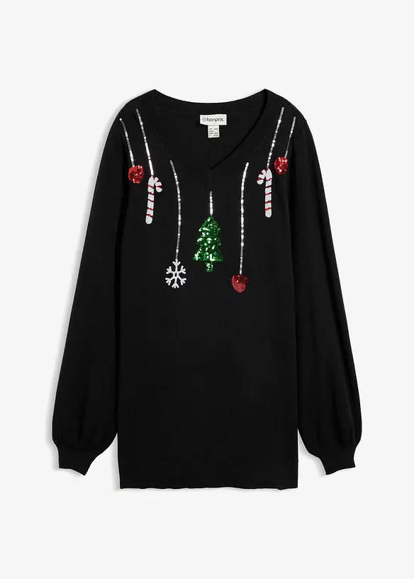 Maglione natalizio pr&eacute;maman / da allattamento con paillettes, bonprix