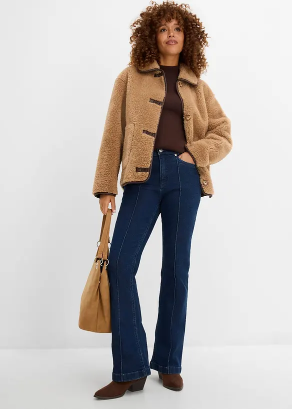 Jeans bootcut, vita media, bonprix