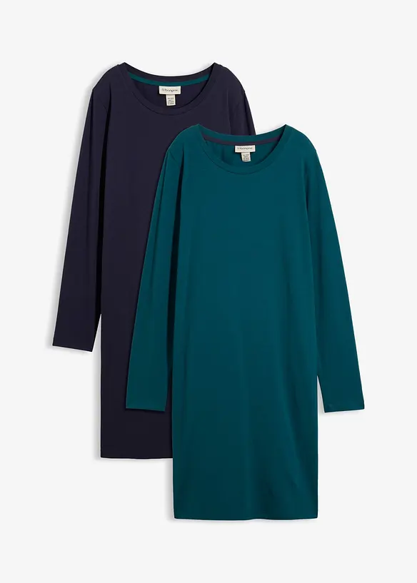 Abito in jersey di misto cotone elasticizzato (pacco da 2), bonprix