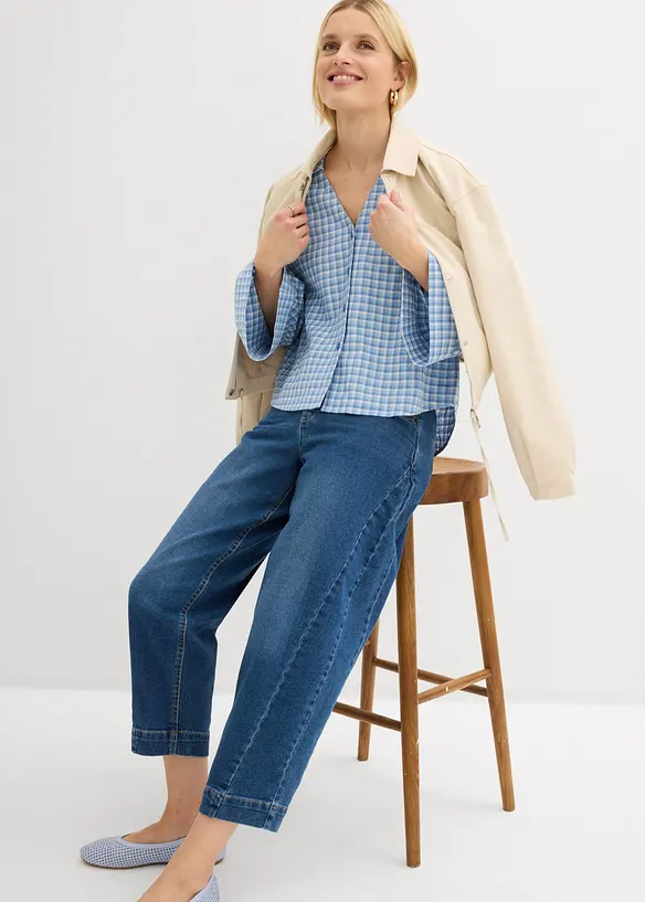 Jeans barrel cropped, vita media, bonprix