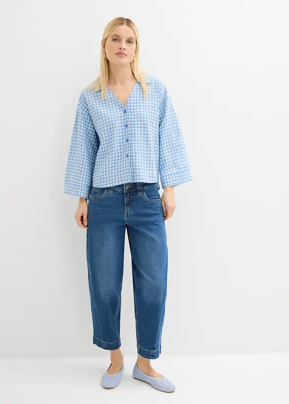 Jeans barrel cropped, vita media, bonprix