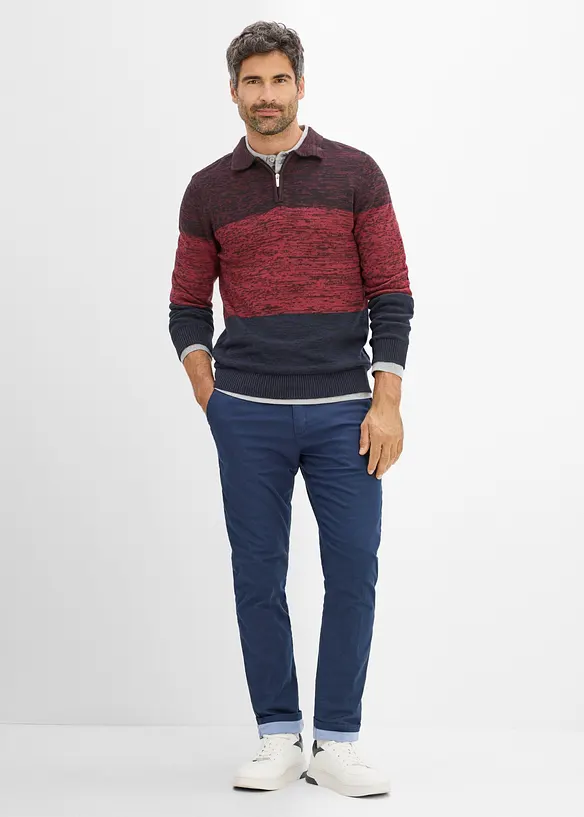 Maglione in filato fine con collo a polo, bonprix