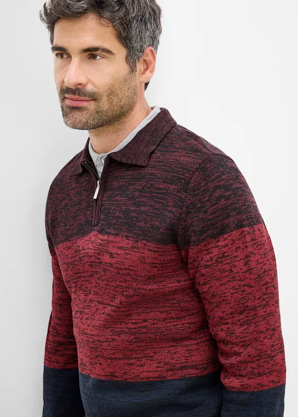 Maglione in filato fine con collo a polo, bonprix