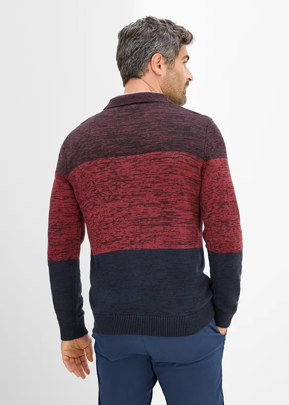 Maglione in filato fine con collo a polo, bonprix