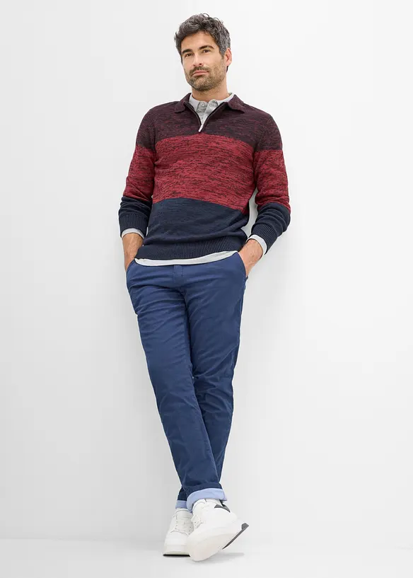 Maglione in filato fine con collo a polo, bonprix