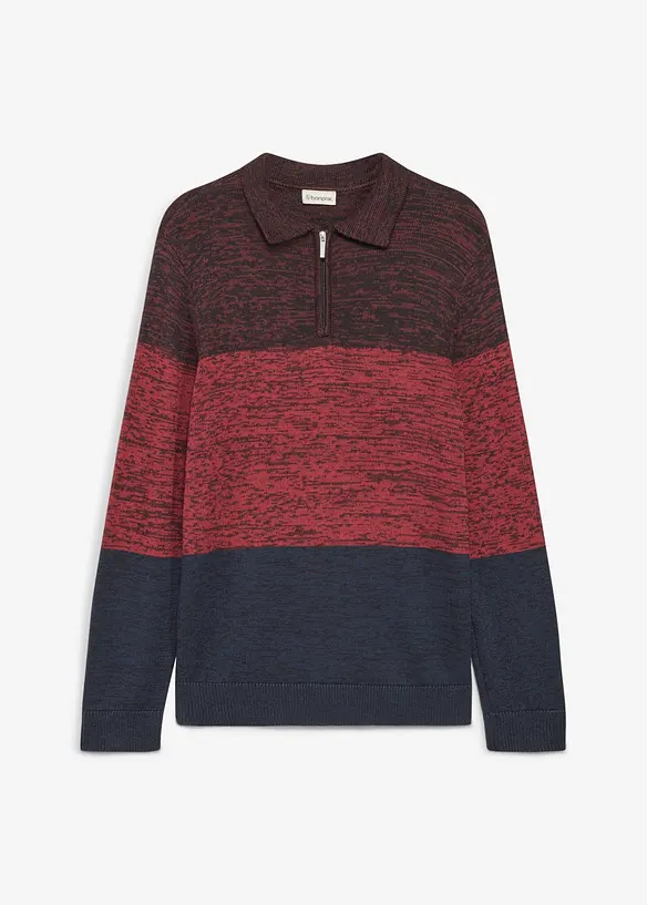 Maglione in filato fine con collo a polo, bonprix