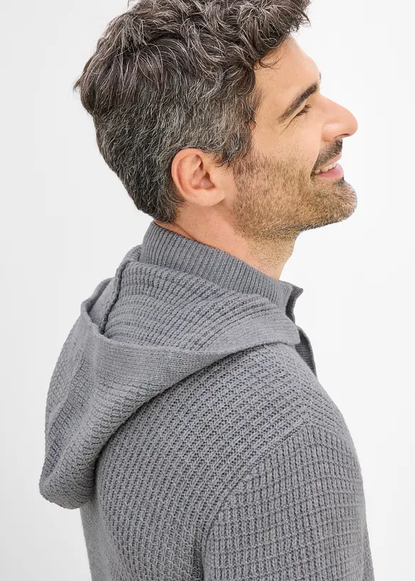 Cardigan in maglia grossa con cappuccio, bonprix