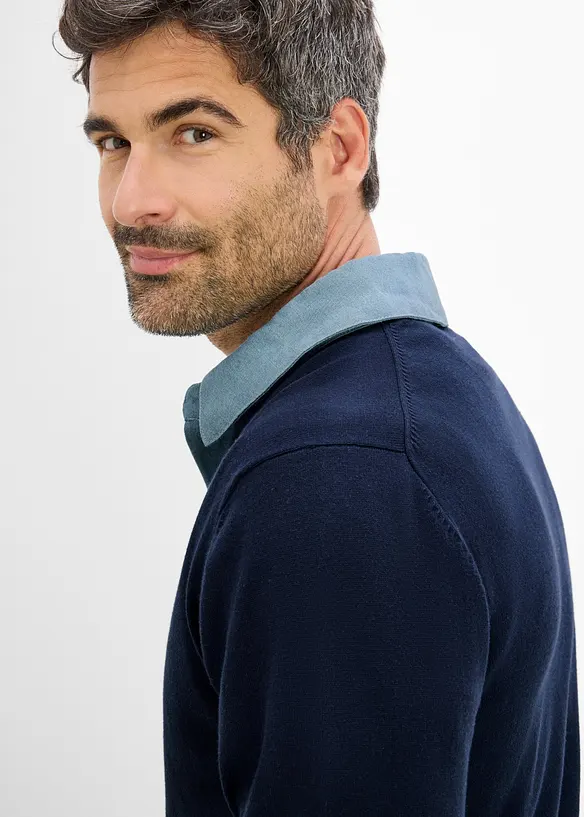 Maglione in filato fine con effetto 2 in 1, bonprix