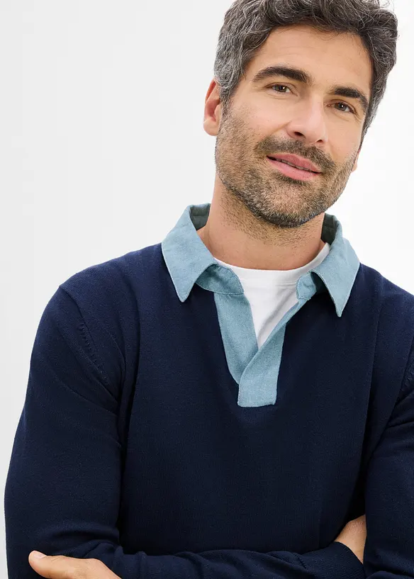 Maglione in filato fine con effetto 2 in 1, bonprix
