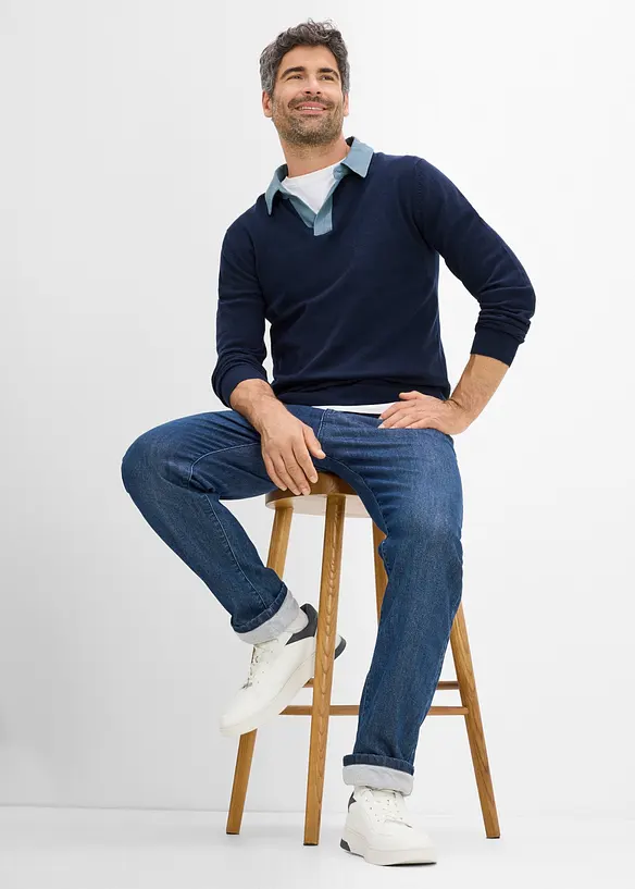 Maglione in filato fine con effetto 2 in 1, bonprix