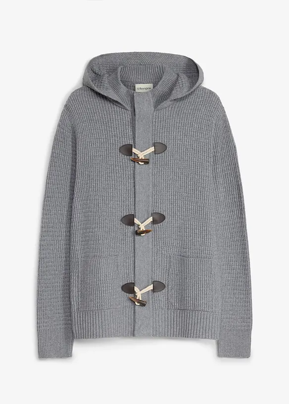 Cardigan in maglia grossa con cappuccio, bonprix