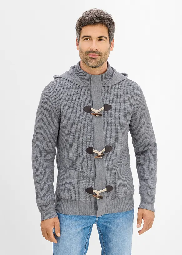 Cardigan in maglia grossa con cappuccio, bonprix