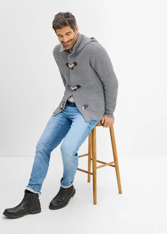 Cardigan in maglia grossa con cappuccio, bonprix