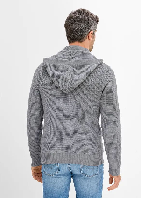 Cardigan in maglia grossa con cappuccio, bonprix