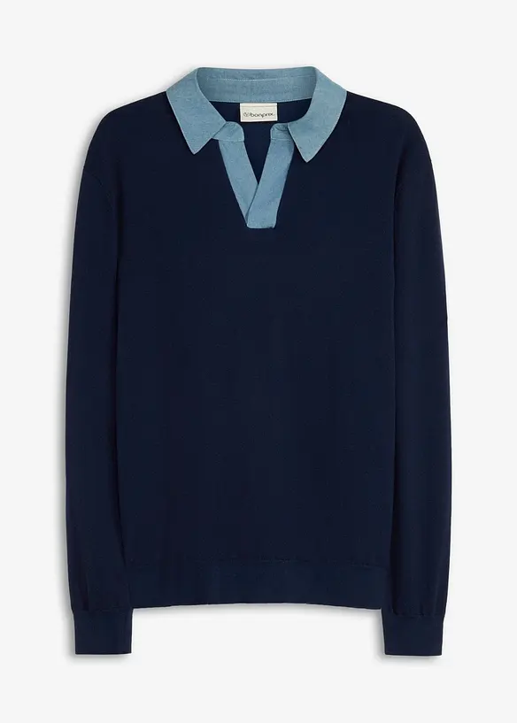 Maglione in filato fine con effetto 2 in 1, bonprix