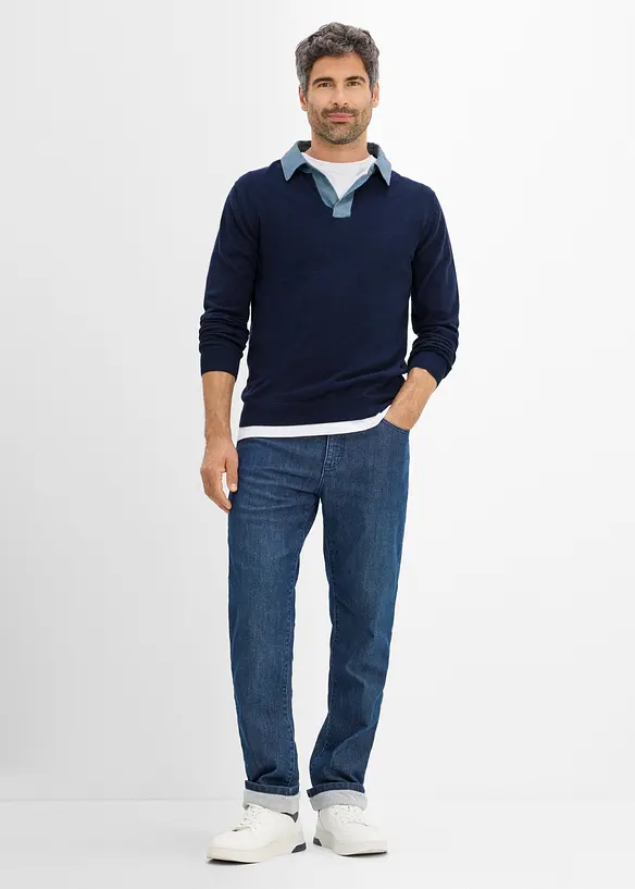 Maglione in filato fine con effetto 2 in 1, bonprix