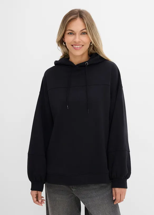 Felpa con cappuccio oversize in morbido misto cotone, bonprix