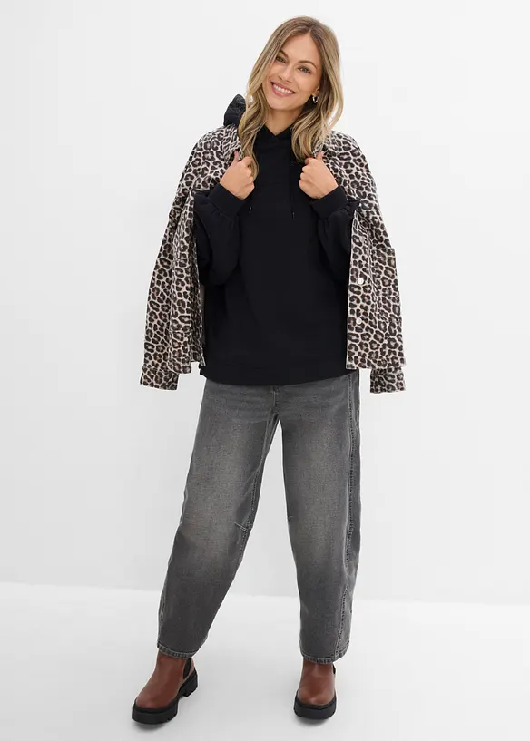 Felpa con cappuccio oversize in morbido misto cotone, bonprix