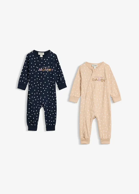 Tutina evolutiva da neonato in puro cotone biologico (pacco da 2), bonprix