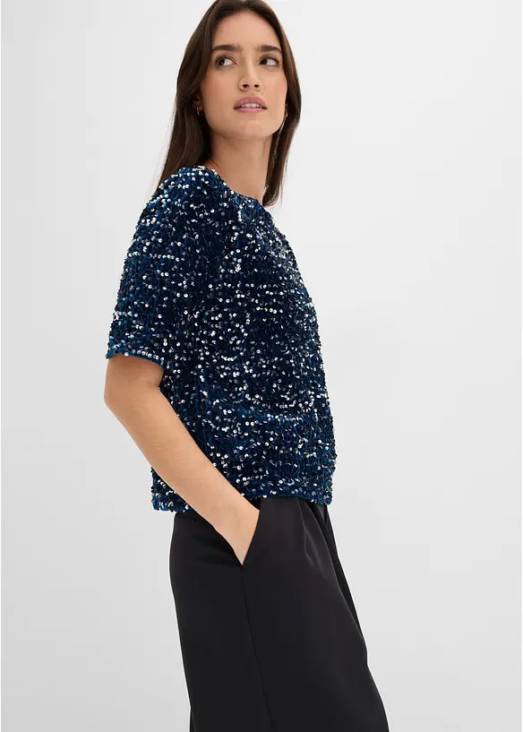 Maglia in morbido velluto con paillettes, bonprix