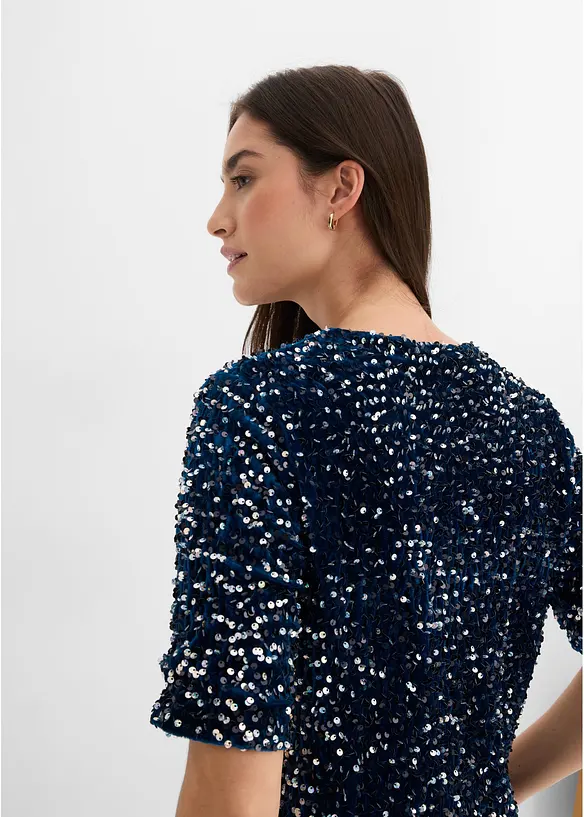 Maglia in morbido velluto con paillettes, bonprix
