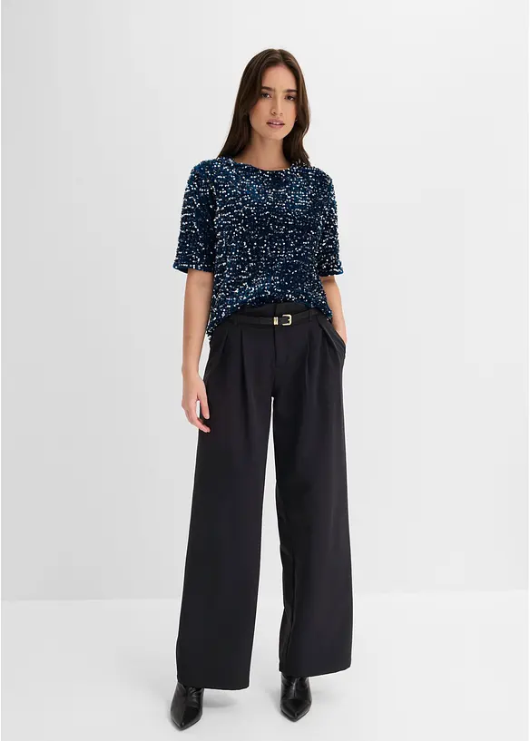 Maglia in morbido velluto con paillettes, bonprix