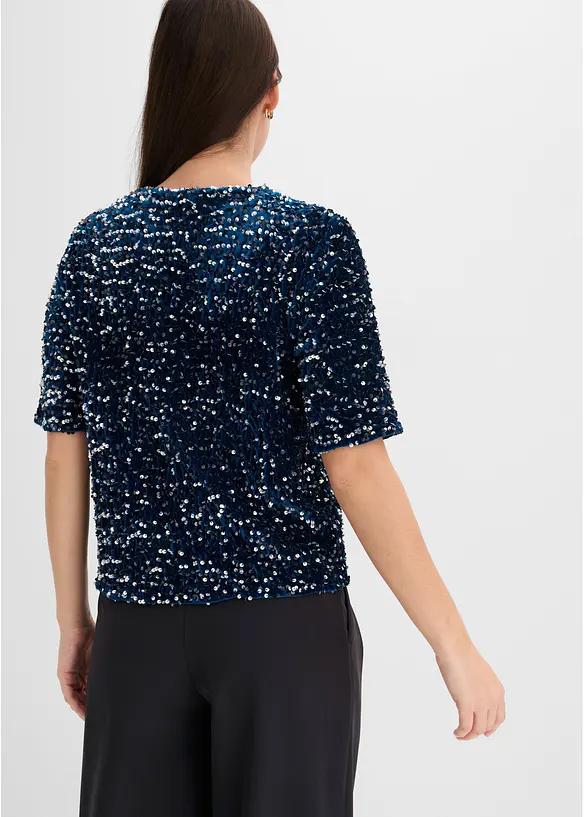 Maglia in morbido velluto con paillettes, bonprix