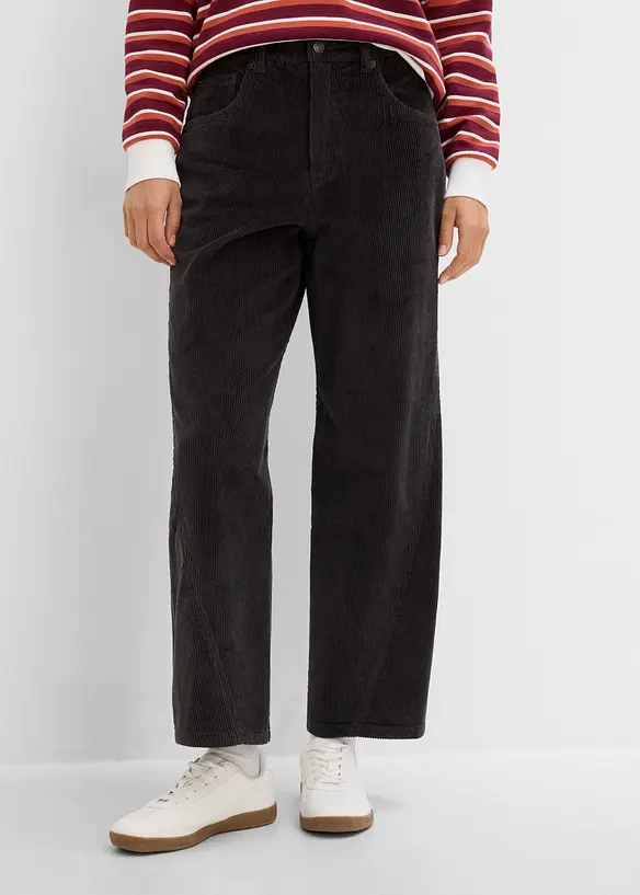 Pantaloni barrel in velluto a coste di misto cotone, bonprix