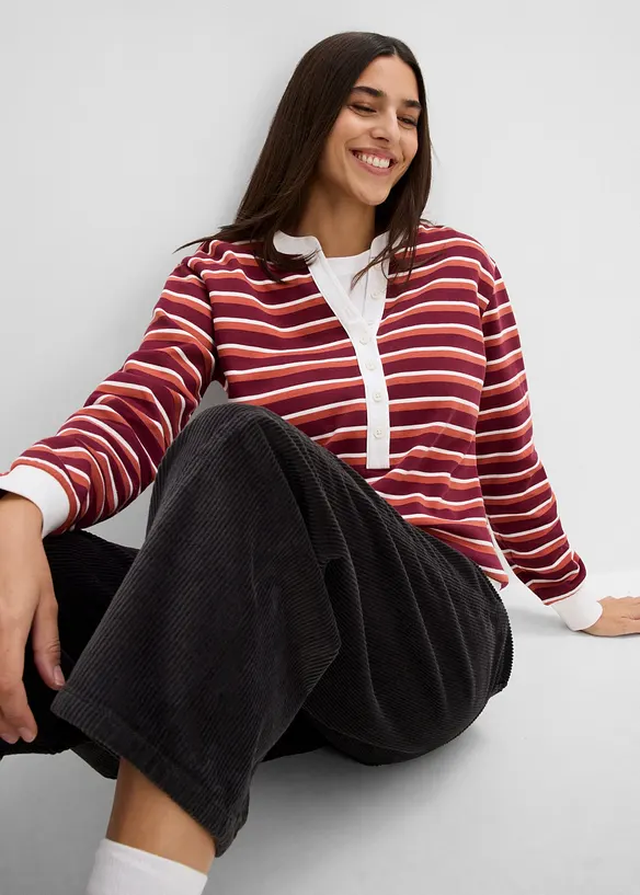Pantaloni barrel in velluto a coste di misto cotone, bonprix