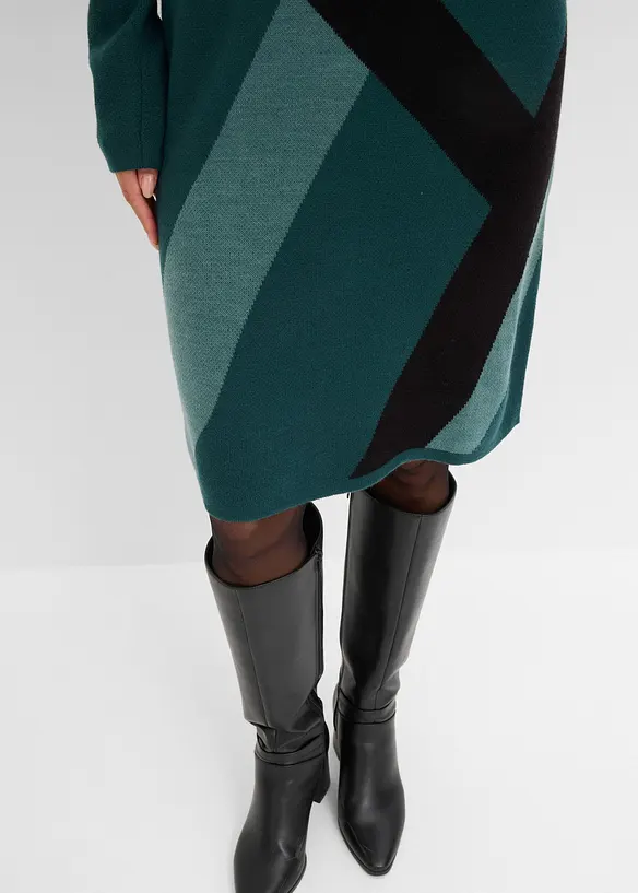 Abito in maglia jacquard con righe moderne, bonprix