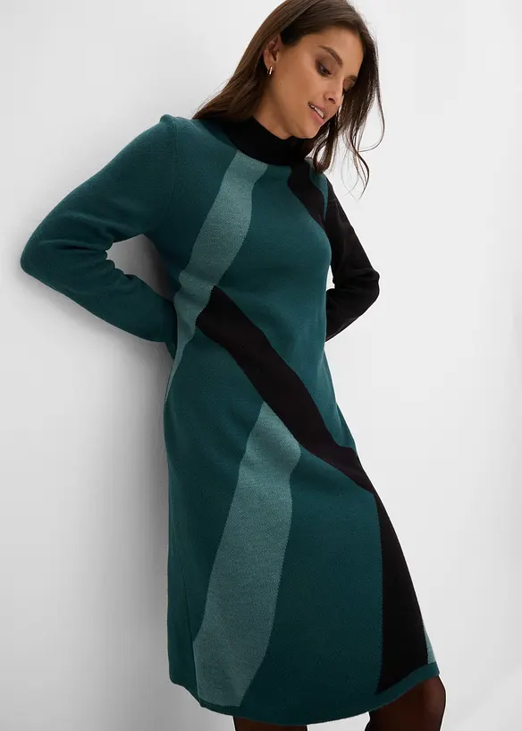 Abito in maglia jacquard con righe moderne, bonprix