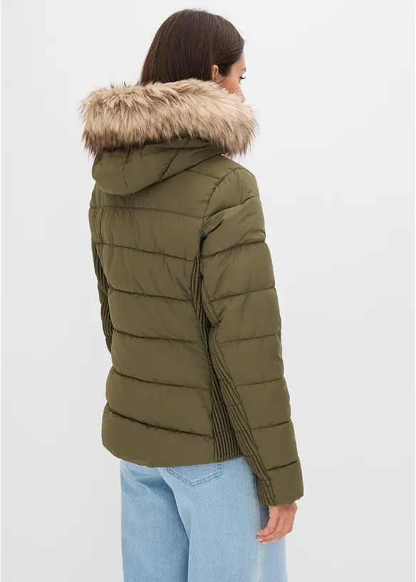 Giacca trapuntata con collo in ecopelliccia, bonprix