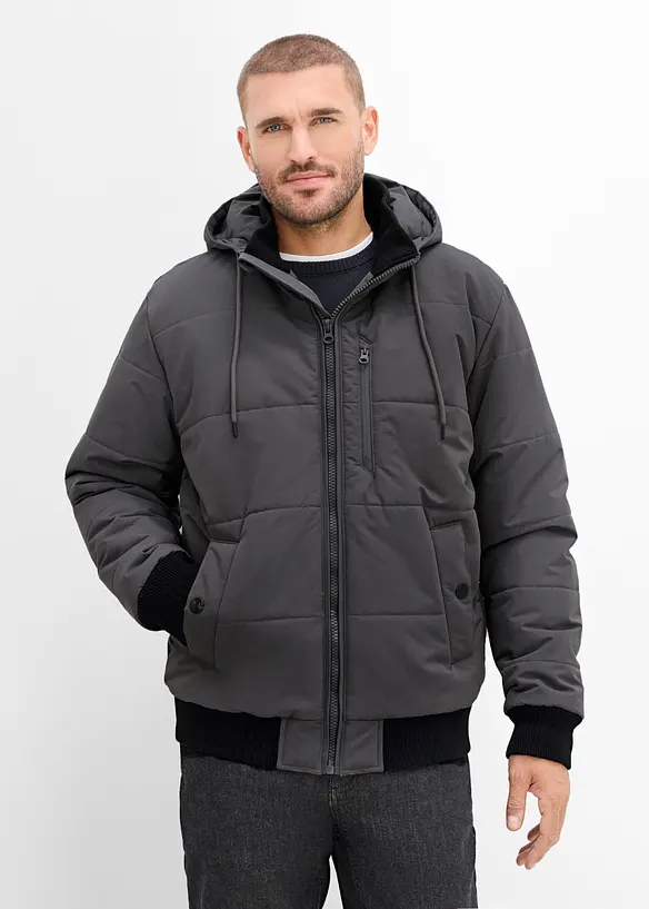 Giacca trapuntata invernale stile bomber con cappuccio, bonprix