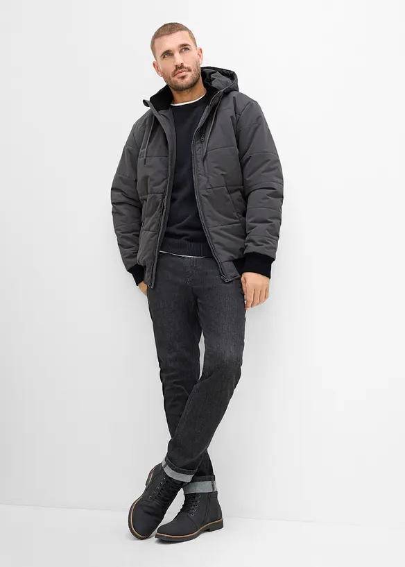 Giacca trapuntata invernale stile bomber con cappuccio, bonprix