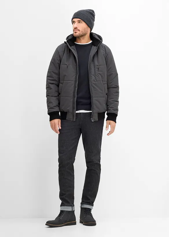 Giacca trapuntata invernale stile bomber con cappuccio, bonprix