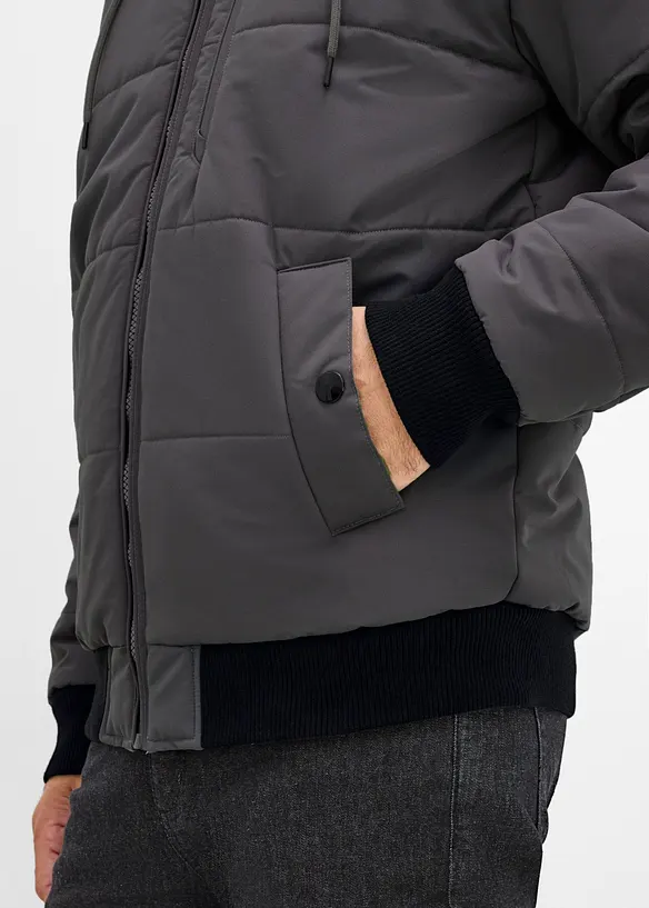 Giacca trapuntata invernale stile bomber con cappuccio, bonprix