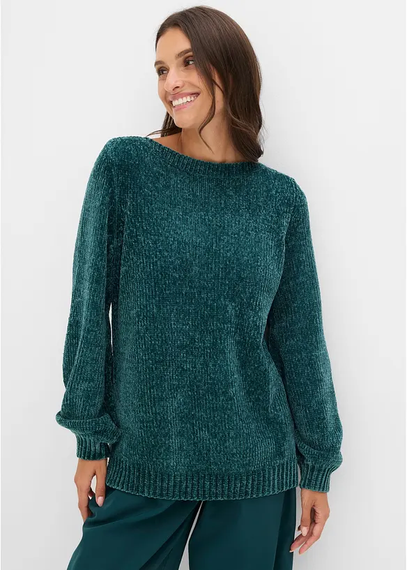 Maglione lungo in ciniglia, bonprix