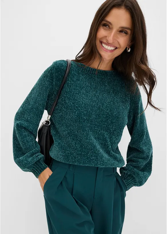 Maglione lungo in ciniglia, bonprix
