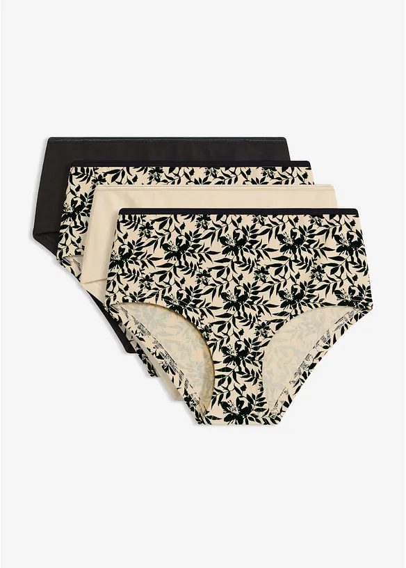 Culotte a vita alta con cotone biologico (pacco da 4), bonprix