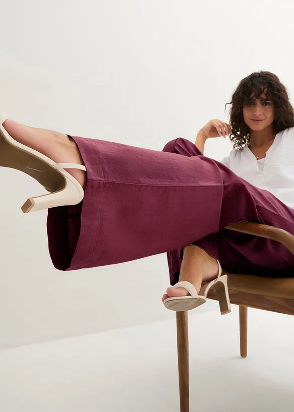 Pantaloni a palazzo in misto lino e viscosa leggero, bonprix