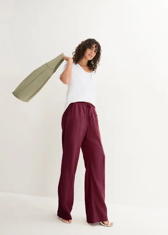 Pantaloni a palazzo in misto lino e viscosa leggero, bonprix