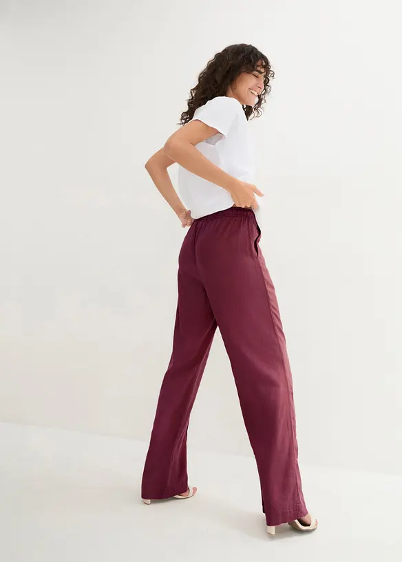 Pantaloni a palazzo in misto lino e viscosa leggero, bonprix