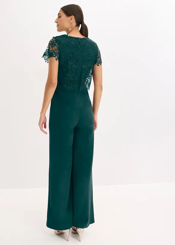 Tuta elegante effetto neoprene con pizzo, bonprix