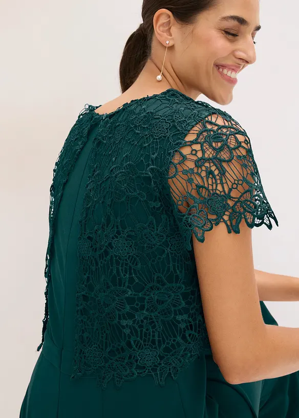 Tuta elegante effetto neoprene con pizzo, bonprix