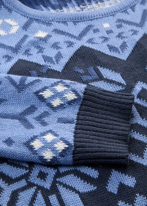 Abito in maglia di misto cotone con motivi norvegesi, bonprix