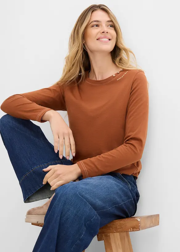 Maglia a maniche lunghe con bottoni decorativi, bonprix